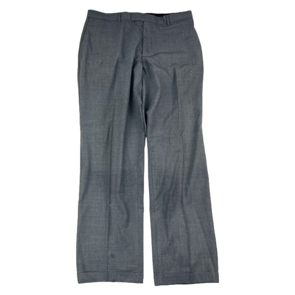 Hugo Boss Gray James Browne Virgin Wool Elastane Flat Front Dress Pant Men 38X34